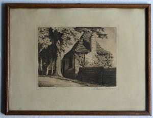 Johan Hemkes - 2 Ingelijste etsen , ‘Korendragershuisje’ + ‘Theehuisje Bolwerk , Franeker’ kopen? Bied vanaf 1!