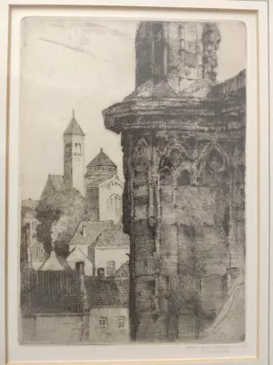 Hendrik de Laat - De Sint-Janskathedraal en de Sint-Jacobskerk in 's-Hertogenbosch (2 etsen) kopen? Bied vanaf 75!