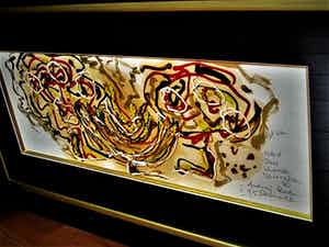 Niet of onleesbaar gesigneerd - Groot & Intrigerend "Action Painting" Abstract schilderij - gesigneerd verkocht voor € 10!