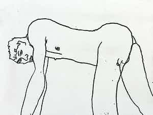 Hans Abbing - Naakte jongeman, droge naald ets verkocht voor € 35!