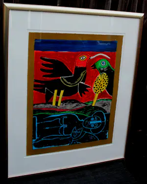 Corneille - Ingelijste litho: Oiseaux en fête - 2001 kopen? Bied vanaf 399!