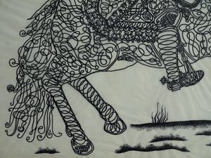 Niet of onleesbaar gesigneerd - Inkttekening , “Ruiter te Paard” – ingelijst kopen? Bied vanaf 10!