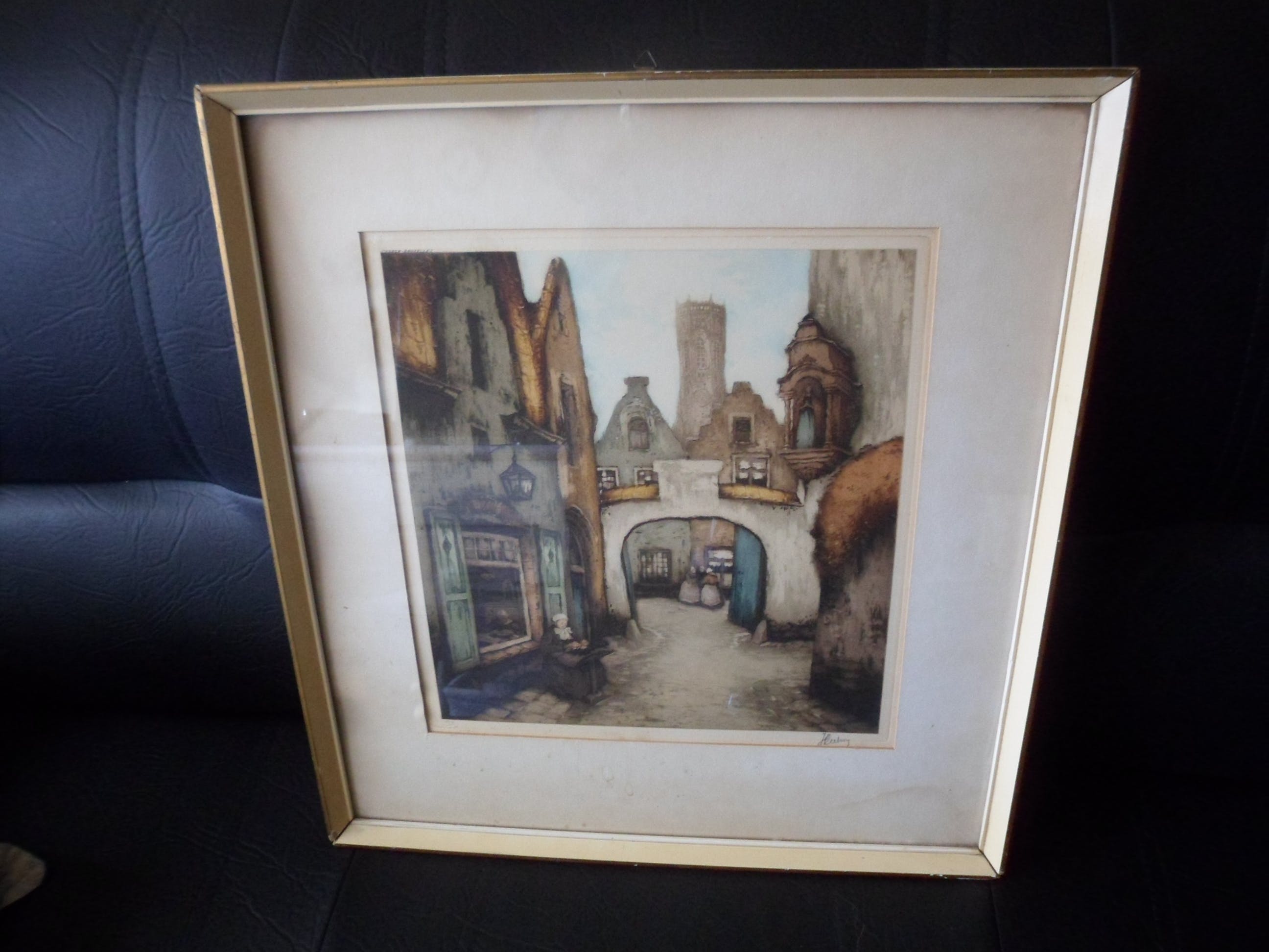 Jef Codron - Kleuren ets: Stadsgezicht te Brussel. kopen? Bied vanaf 1!