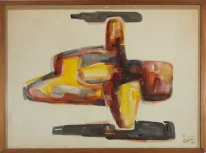 AcheterErwin de Vries - Aquarel op papier, Compositie met gele vormen - Ingelijst? Enchérissez de 200!
