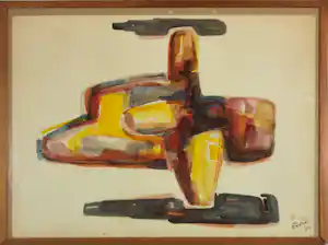 Erwin de Vries - Aquarel op papier, Compositie met gele vormen - Ingelijst verkauft für € 300!