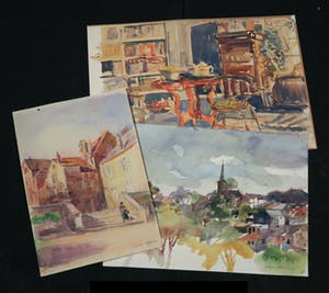 Han Krug - Ad Kikkert en Hen Euverman, Lot van drie aquarellen kopen? Bied vanaf 50!