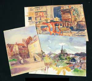Han Krug - Ad Kikkert en Hen Euverman, Lot van drie aquarellen verkocht voor € 50!