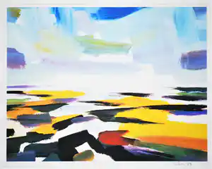 Eddy Sikma - Waddenzee - zeefdruk - zuurvrij ingelijst verkocht voor € 100!