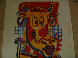 Peter Klashorst - afgeprijsd : cow in red - gesigneerd en genummerd 13/21 kopen? Bied vanaf 35!