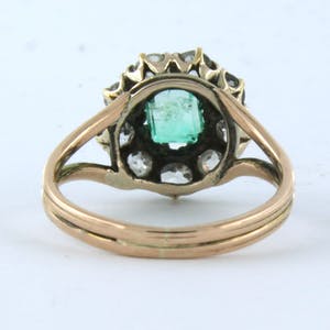 BWG rose kleurige entourage ring met smaragd en Bolsjewiek geslepen diamant kopen? Bied vanaf 700!