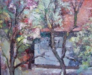 Niet of onleesbaar gesigneerd - Boerderij met bloesembomen. kopen? Bied vanaf 1!