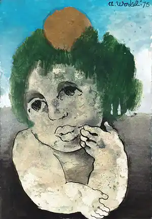 Ans Wortel - Ingelijste gouache met inkt: 'Wat ik onder "natuur" versta' verkocht voor € 195!