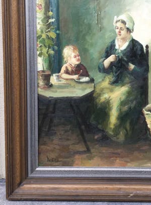Niet of onleesbaar gesigneerd - C2993-1, genrestuk, moeder met kind kopen? Bied vanaf 10!