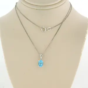 14k wit gouden collier bezet met topaz - 45cm kopen? Bied vanaf 140!