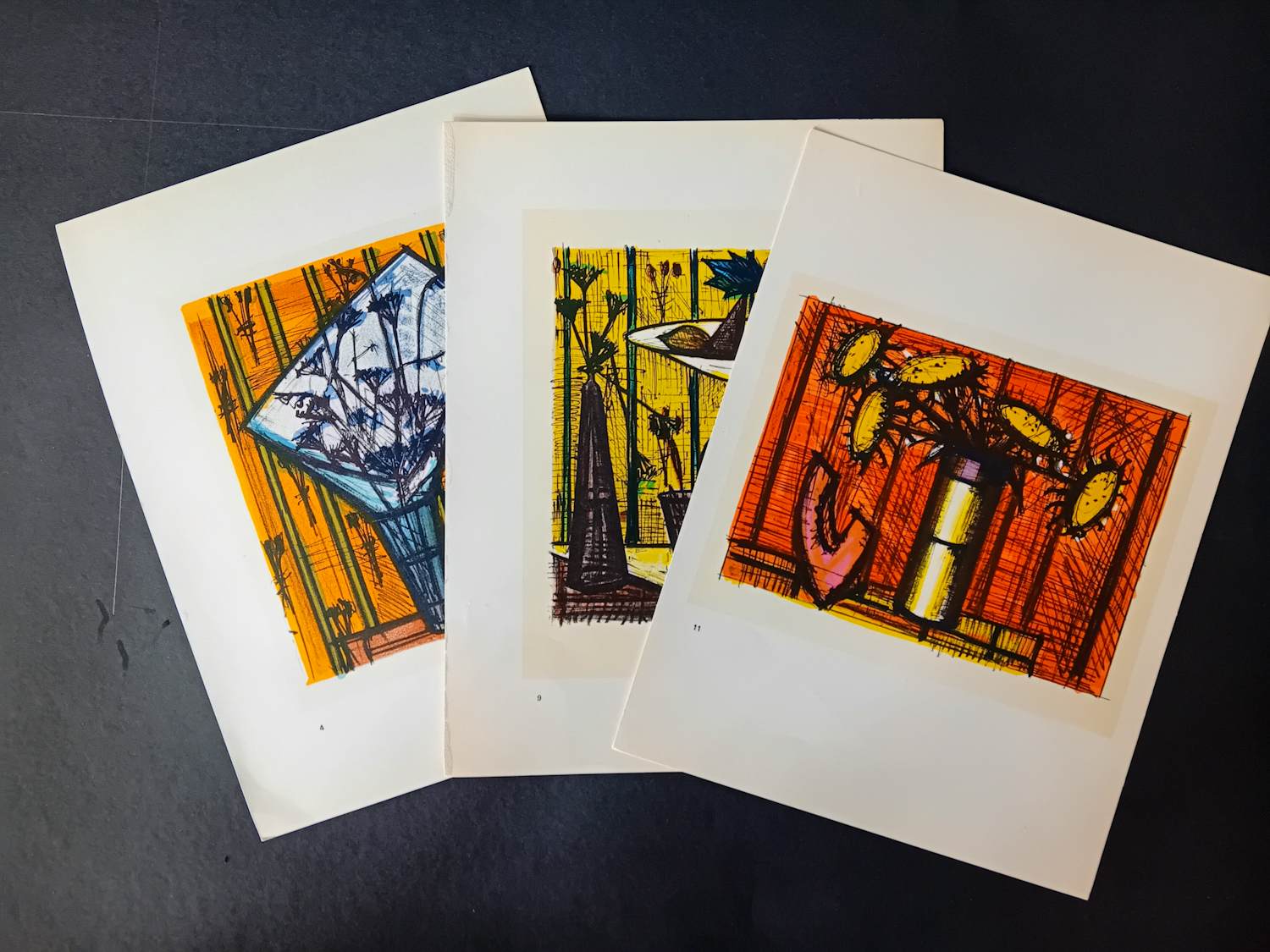 Bernard Buffet - Set van Drie Kleurenlitho,s uit de Cataloque Raisonee uit 1967 verkocht voor € 65!