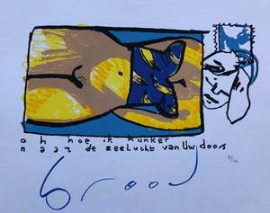 Herman Brood - Kleurenzeefdruk: Oh hoe ik hunker maar de zeelucht van Uw doos kopen? Bied vanaf 245!