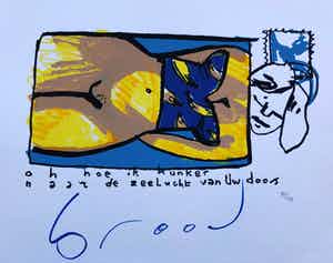 Herman Brood - Kleurenzeefdruk: Oh hoe ik hunker maar de zeelucht van Uw doos verkocht voor € 245!