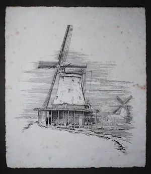 Jan Kaat - Oliemolen "de Os" te Zaandam - zeer grote zeefdruk (1988) op Zaansch Bord papier kaufen? Bieten Sie von 50!
