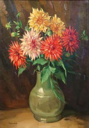 Willem Frederik Noordijk - olieverf op board - bloemstilleven verkocht voor € 225!