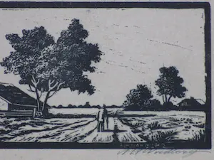 Antonius Hubertus Nordberg - Landweg - Houtsnede kopen? Bied vanaf 25!