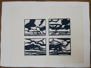 Paul Overhaus - 2 grote linosnedes kopen? Bied vanaf 1!