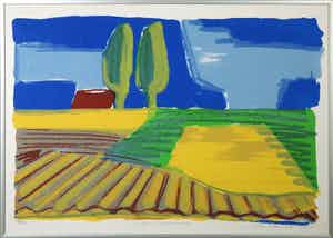 Willem Brauck - Zeefdruk, Goud Golvend - Ingelijst verkocht voor € 35!