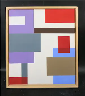 Margriet van Luijk - Olieverf op doek, Compositie met kleurvlakken - Ingelijst kopen? Bied vanaf 100!