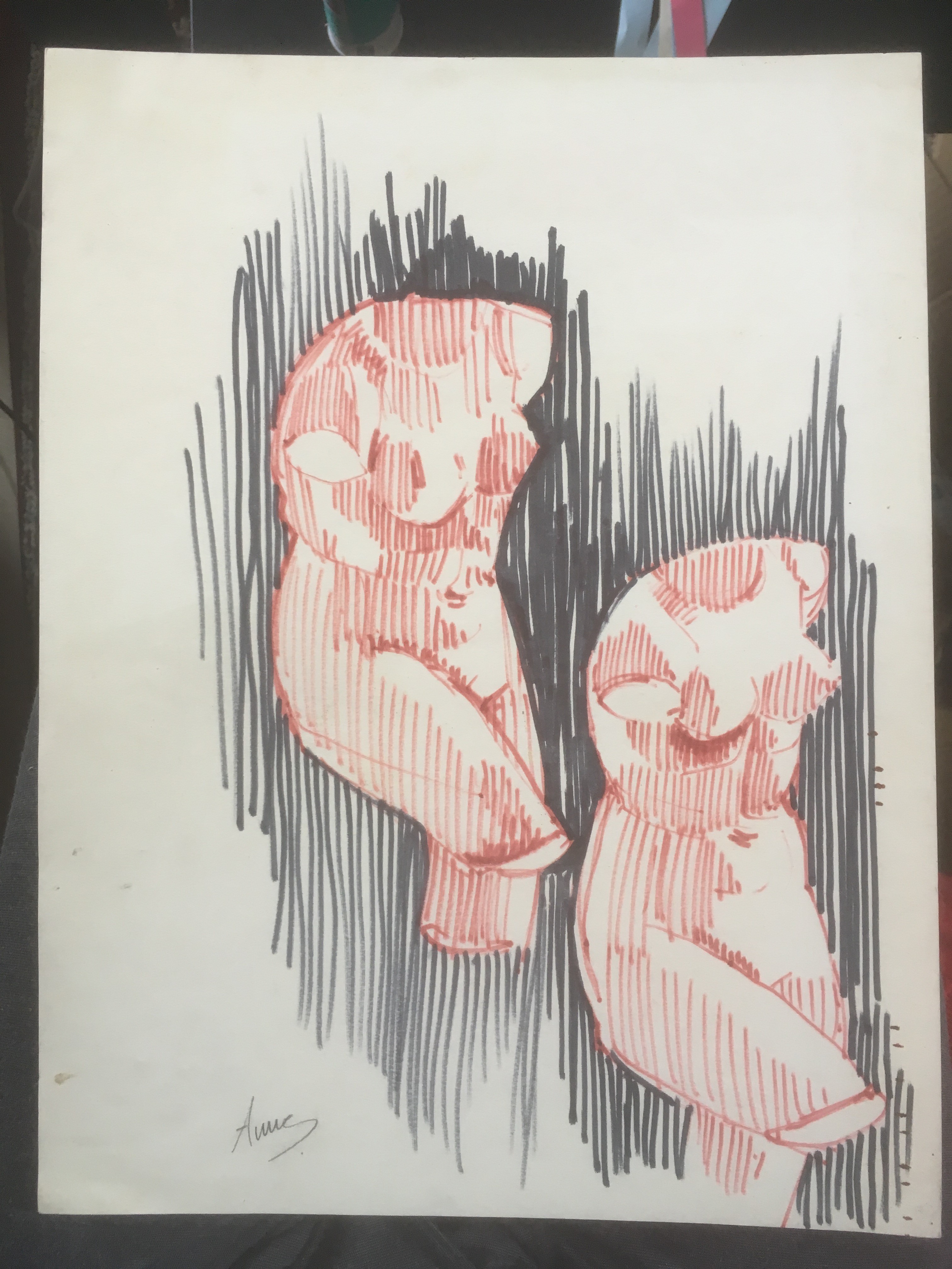 Niet of onleesbaar gesigneerd - Stift op papier - 2x Venus Torso kopen? Bied vanaf 1!