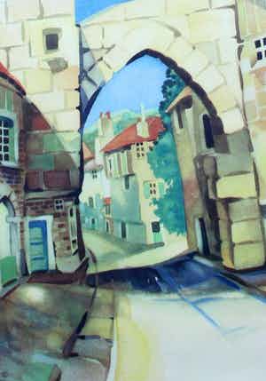 Henk van Gemert - ingelijste litho: Port du Chateau verkocht voor € 35!
