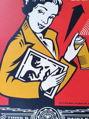 Shepard Fairey - OBEY STAY UP GIRL verkocht voor € 1!