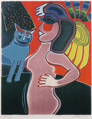 Corneille - Litho, Femme nu en profil - Ingelijst kopen? Bied vanaf 250!