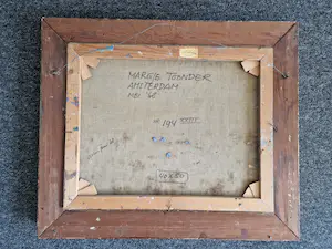 Margje Toonder-Herblot - Pasteus expressionistisch materie (schelpen en wier) schilderij "kustlandschap" kopen? Bied vanaf 85!