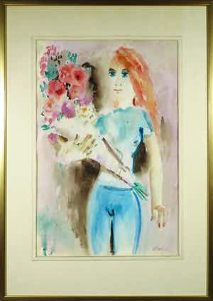 Theo van der Horst - Aquarel, Zonder titel - Ingelijst (Groot) verkocht voor € 1!