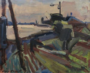 Hein Stork - Olieverf op doek, Aan de Amstel - Ingelijst kopen? Bied vanaf 200!