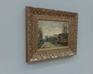 Jan J. van der Stap - Hollands polderlandschap met boerderij en figuur aan de vaart kopen? Bied vanaf 65!