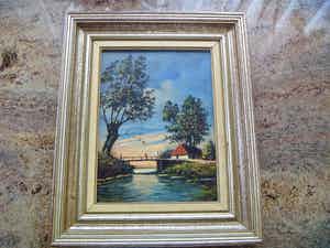 Jo Brocken - Afgeprijsd, Polderlandschap , gesigneerd aan de voor- en achterkant , + zegel verkocht voor € 98!