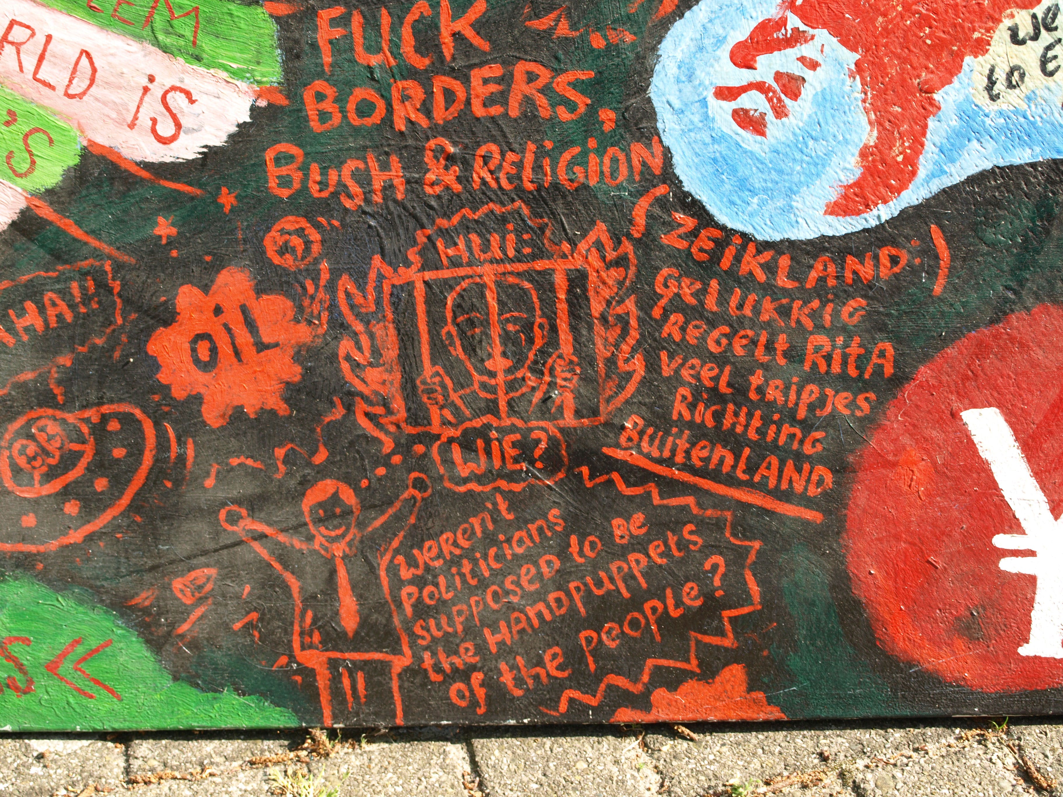 Niet of onleesbaar gesigneerd - Acrylverf op doek , Politics, it’s all a bunch of Bla Bla – 130 x 130 cm - 2006 kopen? Bied vanaf 1!