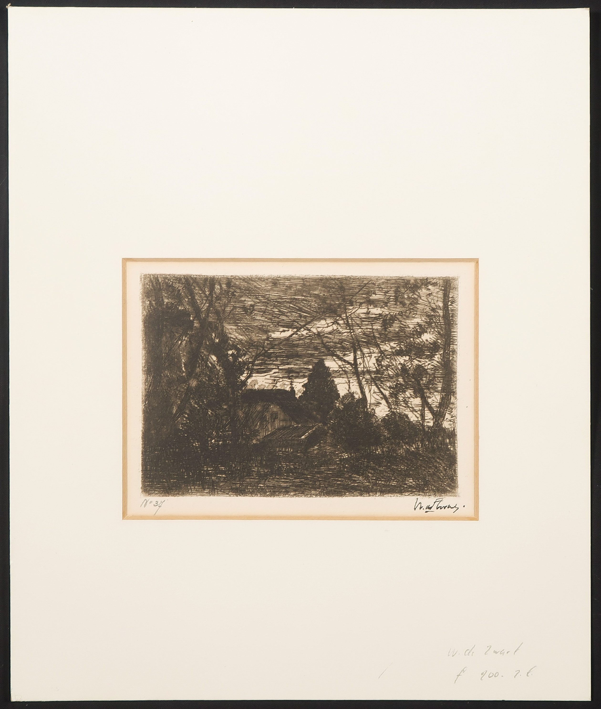 Willem de Zwart - Ets, Z.T. Landschap met boerderij kopen? Bied vanaf 20!