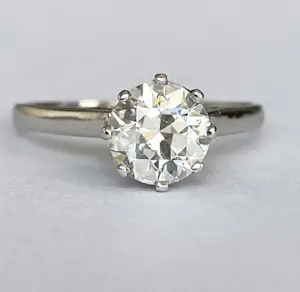 14 kt witgouden art deco solitair 1.14 crt verlovsring kopen? Bied vanaf 2000!