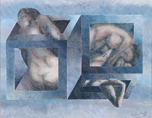 Piet van Mook - Acryl op papier, verlijmd op karton, Abstract - Ingelijst kopen? Bied vanaf 1!