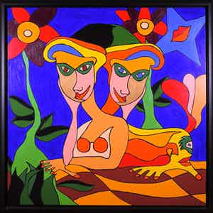 Hans Schoots - Acryl op doek, Zonder titel - Ingelijst (Groot) verkocht voor € 1!