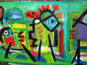 Jasper Banen - Acrylverf op doek , Optocht – 2005 – Groot , 50 x 150 cm kopen? Bied vanaf 325!