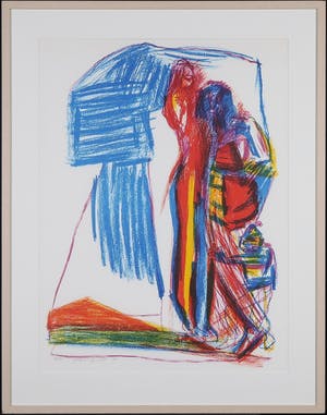 Pieter Defesche - Litho, Liefdespaar in landschap - Ingelijst kopen? Bied vanaf 70!