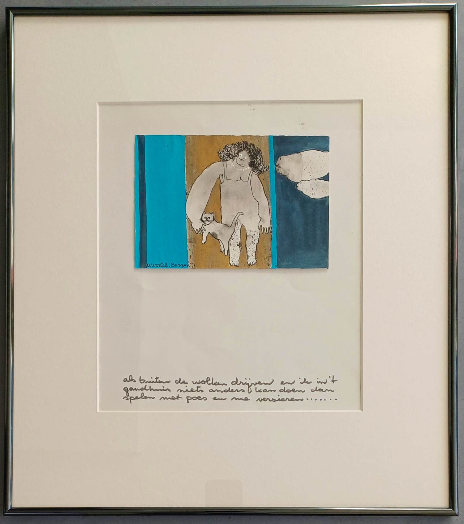 Ans Wortel - Ans Wortel – als buiten de …. – gouache ingelijst kaufen? Bieten Sie von 199!