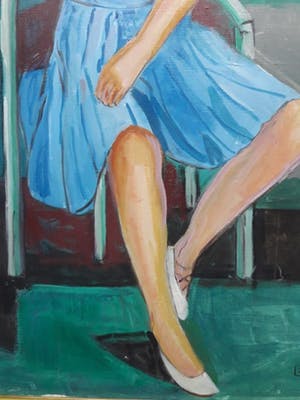 Niet of onleesbaar gesigneerd - Meisje in blauwe jurk. kopen? Bied vanaf 10!