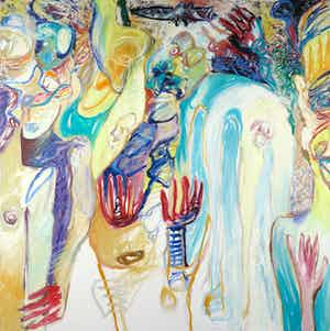 Rachid Ben Ali - Acryl op doek, Zonder titel (Groot) verkocht voor € 1!