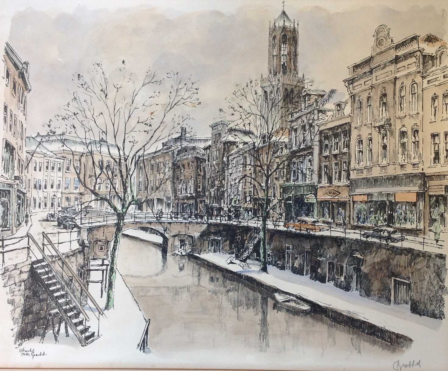 Niet of onleesbaar gesigneerd - Oudegracht Utrecht  verkocht voor € 1!