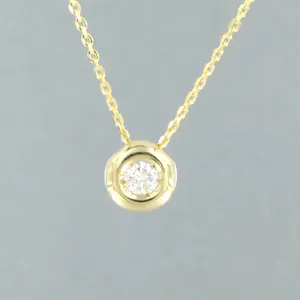 14k gouden collier met solitair hanger bezet briljant geslepen diamant kopen? Bied vanaf 260!