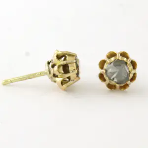 14k geel gouden solitair oorknoppen bezet met roos geslepen diamant tot. 0,40ct kaufen? Bieten Sie von 350!
