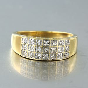 18K Goud - geelgouden ring met 0.10 ct single cut geslepen diamanten kopen? Bied vanaf 200!